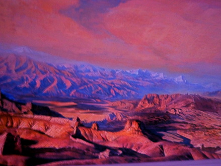 The rosy desert crags of Gansu Province